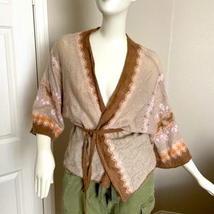 Anthropologie Tan and Blush sweater cardigan M/L